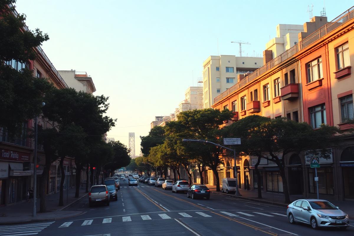 Rua de Santa Cecília com prédios residenciais e árvores
