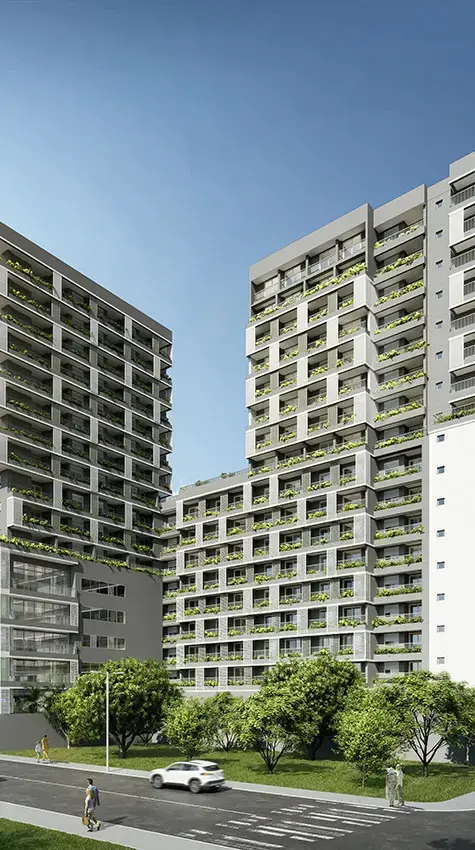 Perspectiva oficial do Nex One Jurupis, empreendimento da ONE Innovation em Moema, São Paulo